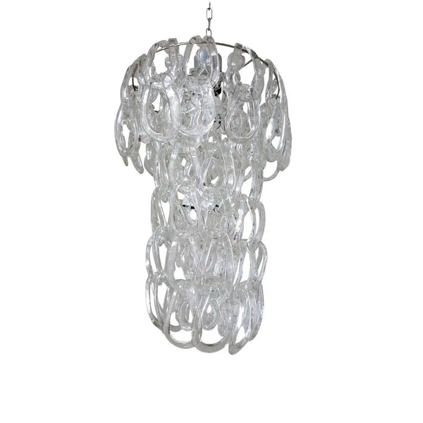 Vintage Chandelier w/ Murano Links Designed Angelo Mangiarotti for Vistosi,1960s