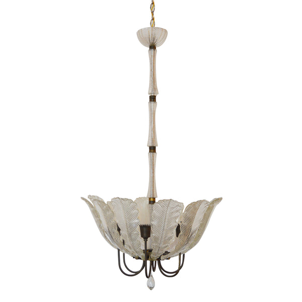 Vintage Glass Leaves Chandelier By Barovier e Toso
