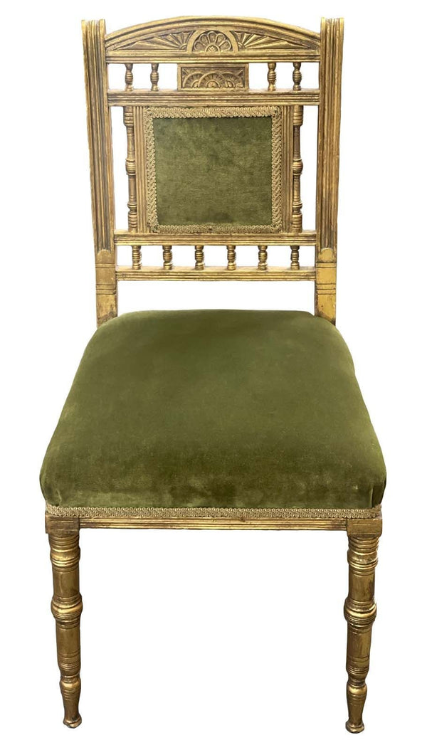 Set of Five American Gilt Wood & Green Velvet Chairs, c. 1920's