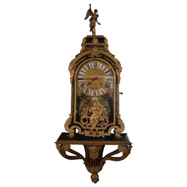 19th Century French Gilt Tortoise Shell Clock with Base
