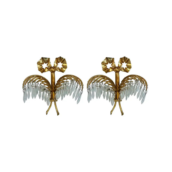 Pair of Bronze Palm Leaf Sconces by Josef Hoffmann and Bakalowits