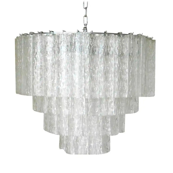 Vintage Italian Chandelier w/ Clear Murano Glass Tubes Designed by Venini, 1960s