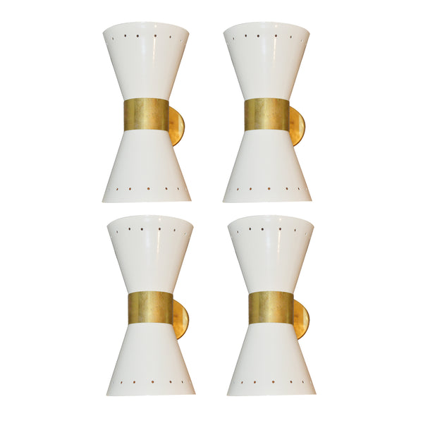 Set of Four Italian Midcentury Sconce w/Rotable With Enambeled Shades