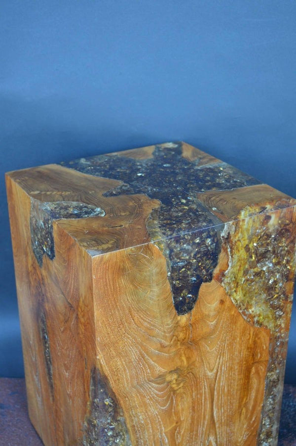 Wood Stool Encased in Resin