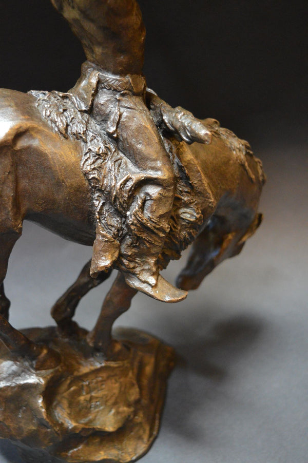 Bronze Native American Sculpture on a Horse by Buck McCain