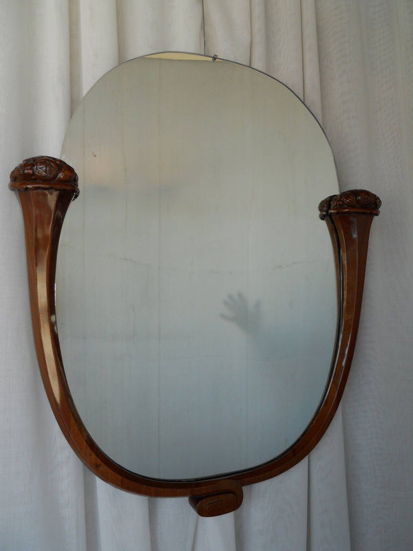 Louis Sue and Andre Mare Attributed Carved Mahogany Wall Mirror