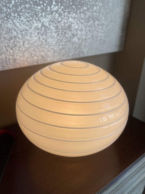 Italian Round Ball Swirl Glass Table Lamp