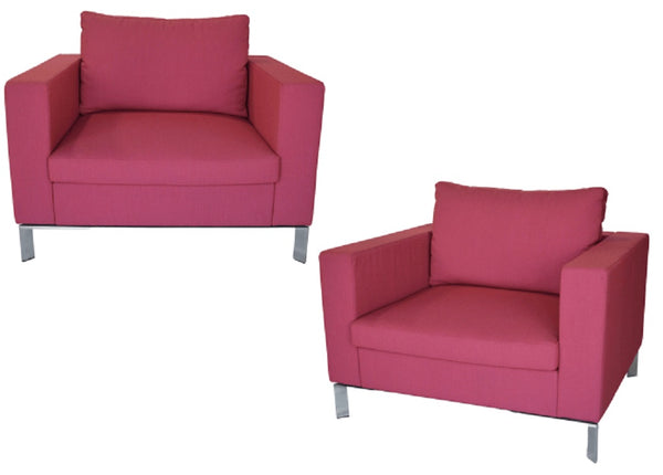 Pair of Pink Upholstered Allermuir Stirling Armchairs. England, c. 2000s