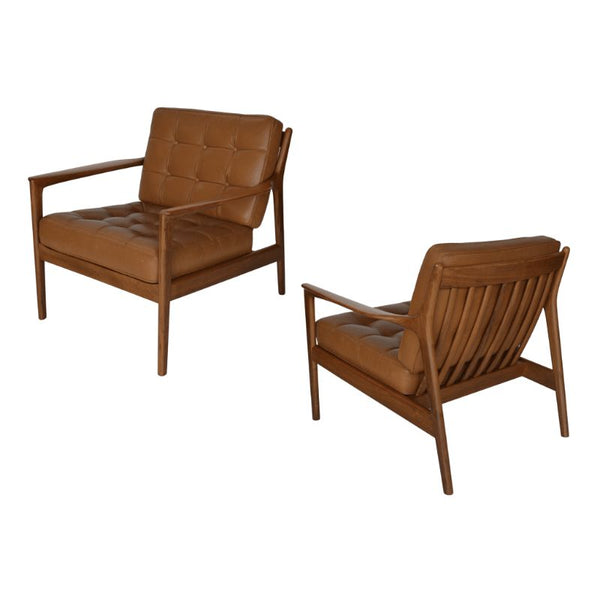 Pair of Danish Armchairs with Leather Upholstery