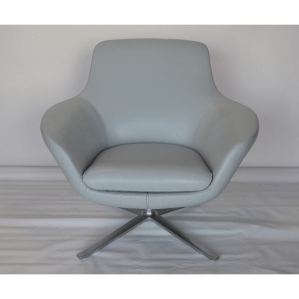 Pair of Light Blue Leather Swivel Chairs by Coalesse. USA, 21st Century