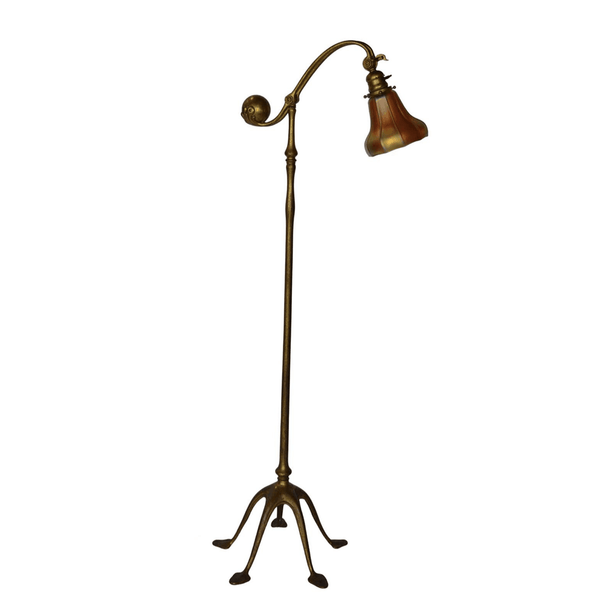 Vintage Tiffany Gilt Bronze and Damascene Favrile Floor Lamp