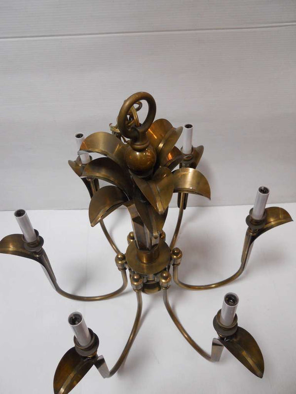 Charming Set of Six Brass Chandeliers