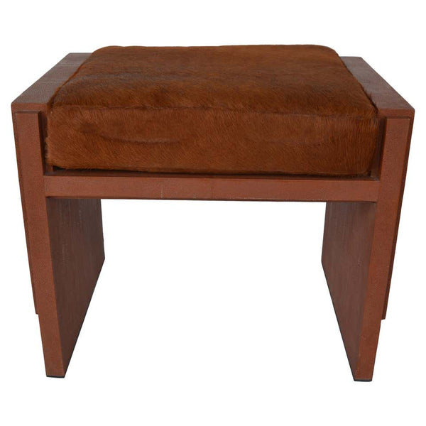 Tomboy Stool in Cognac Shagreen and Cowhide by R & Y Augousti