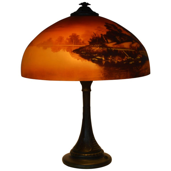 Phoenix Sunset Landscape Table Lamp, France, circa 1920s