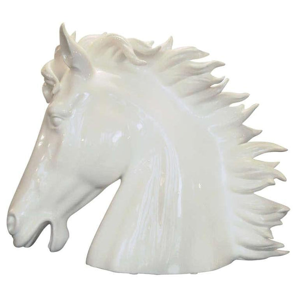 Italian White Ceramic Horse Head Sculpture, 1990s