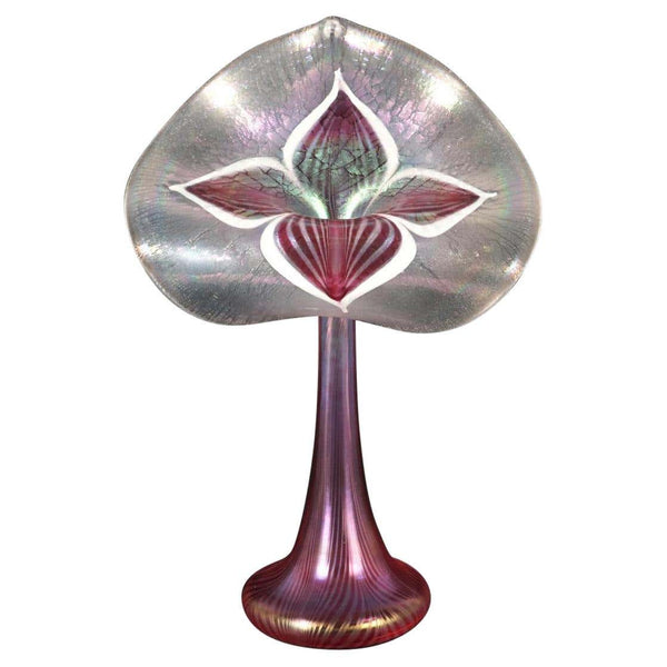 Iridescent Pulled Feather Jack in the Pulpit Vase / Signed by Stuart Abelman 1999