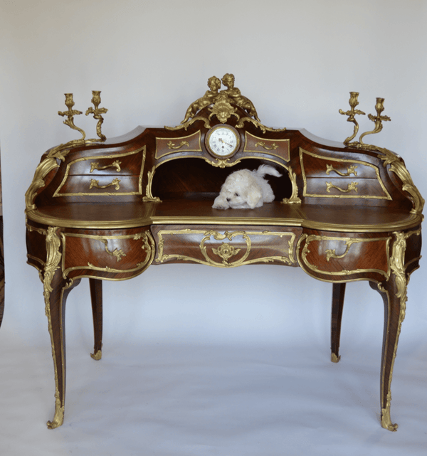 French Palatial Louis XV Gilt Bronze Bureau-Plat Cartonnier (19th Century)
