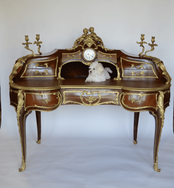 French Palatial Louis XV Gilt Bronze Bureau-Plat Cartonnier (19th Century)