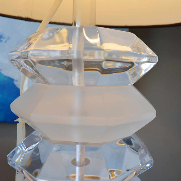 Pair of frosted and Clear  Acrylic Table Lamps