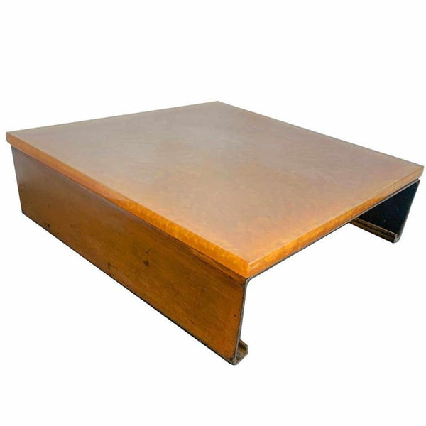 Industrial Coffee Table with Clouded Amber Resin Tap