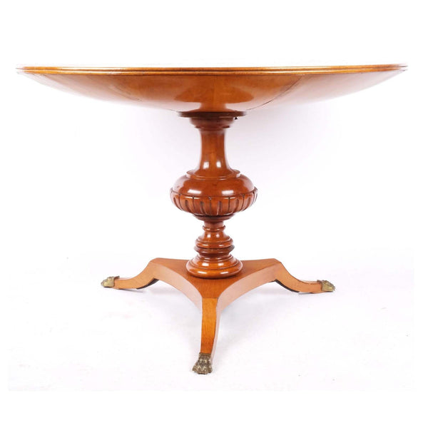 Regency-Style Maple & Walnut Sunburst Inlaid Pedestal Table