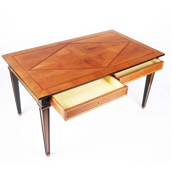 Empire-Style Parcel Ebonized Maple & Mahogany Desk