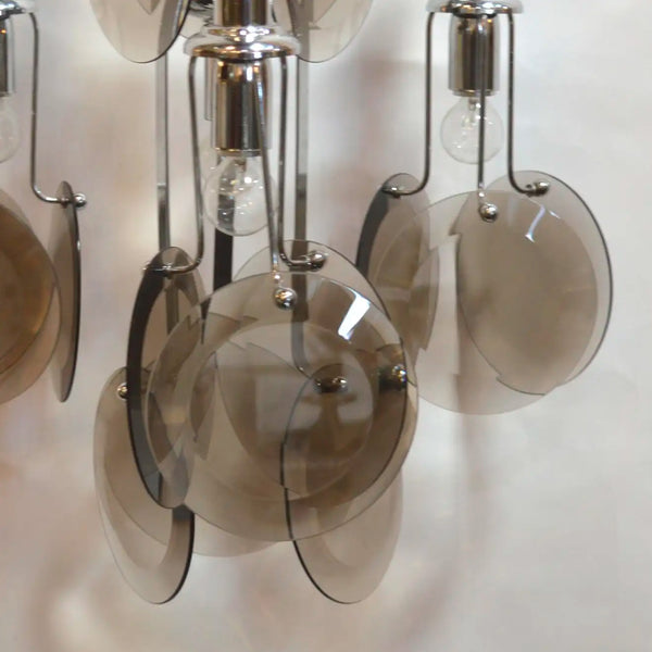 Italian Glass with Metal, 4 Lights Chandelier