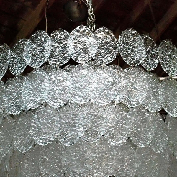 Vintage Italian Chandelier with Clear Murano Oval Discs, 1960s