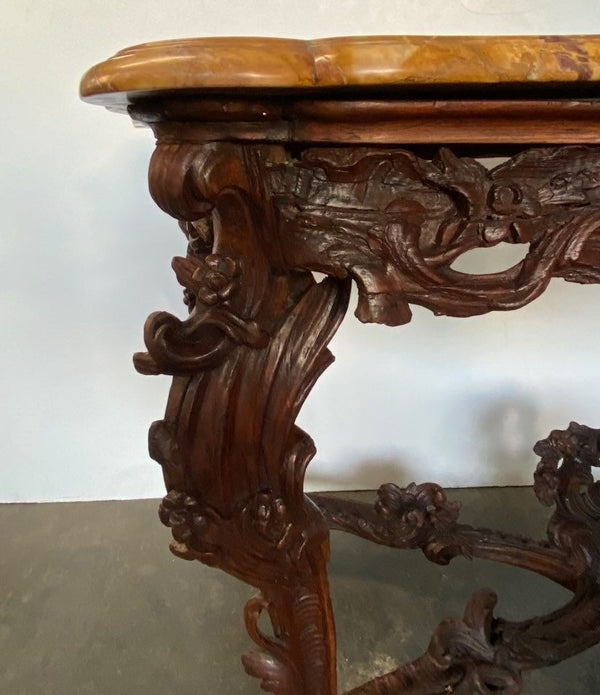 Italian Walnut Console with Marble Top, 18th Century