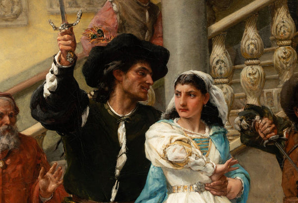 "The Taming of the Shrew" by Frank William Warwick Topham, Oil on Canvas (1879)