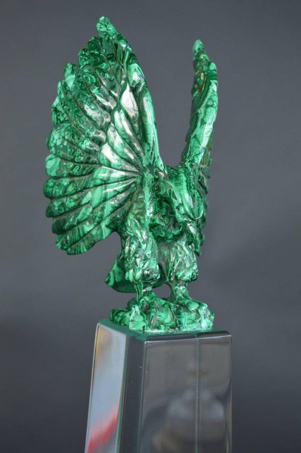 Malachite and Acrylic Obelisk with Perched Eagle