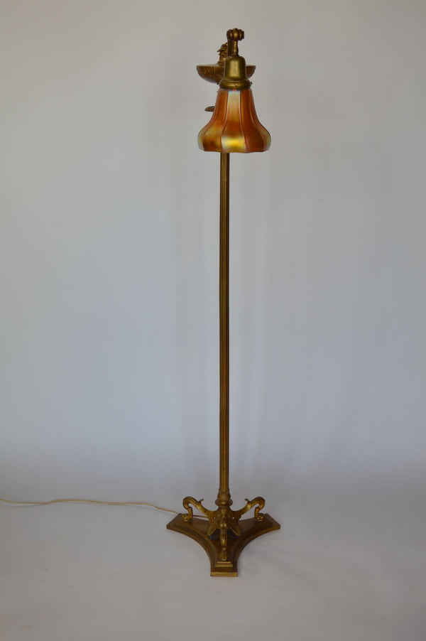 Vintage Tiffany Gilt Bronze and Damascene Favrile Aladdin Floor Lamp