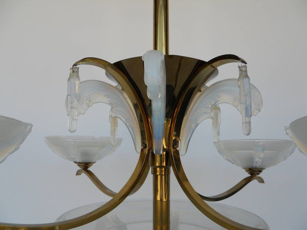 Italian Opalescent Glass Chandelier after Sabino