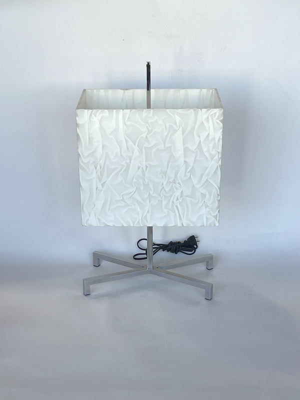 Chrome and White Crinkled Lucite Table Lamp by Fontana Arte