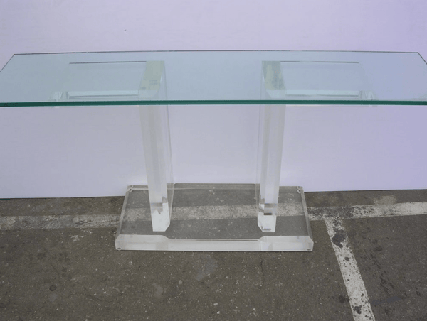Thick Lucite Console in the Manner of Karl Springer