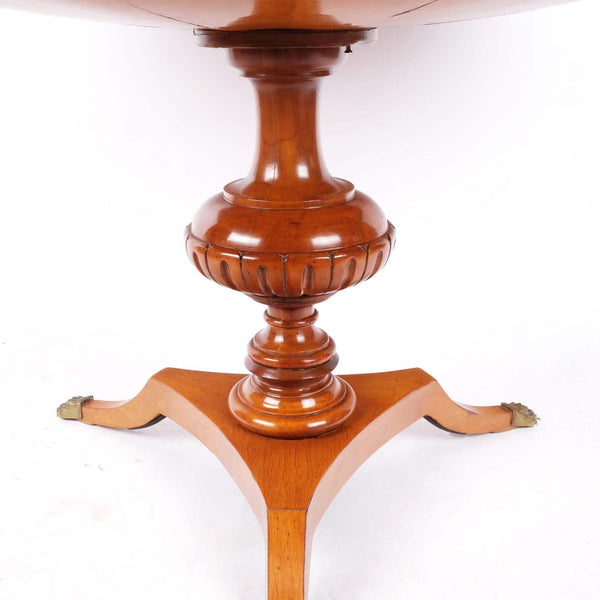 Regency-Style Maple & Walnut Sunburst Inlaid Pedestal Table