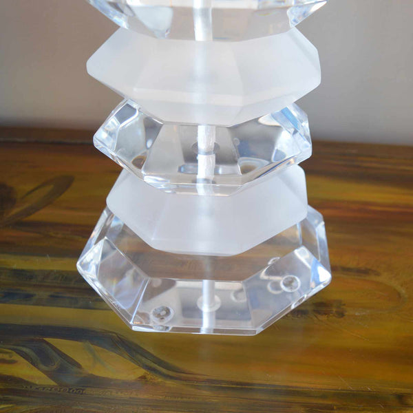 Pair of frosted and Clear  Acrylic Table Lamps