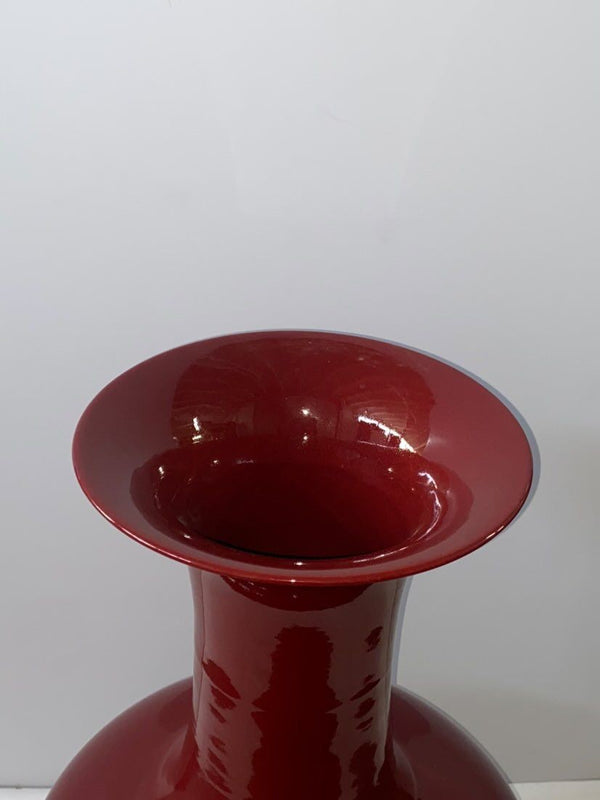 Pair of Oversized Chinese Export Blood Red Glaze Vases