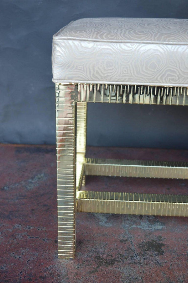 Brass and Leather Bench