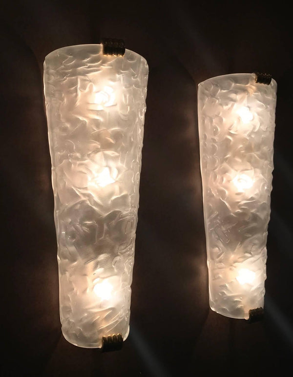 Set of eight Italian Sconces w/ Frosted Murano Glass, 1980s