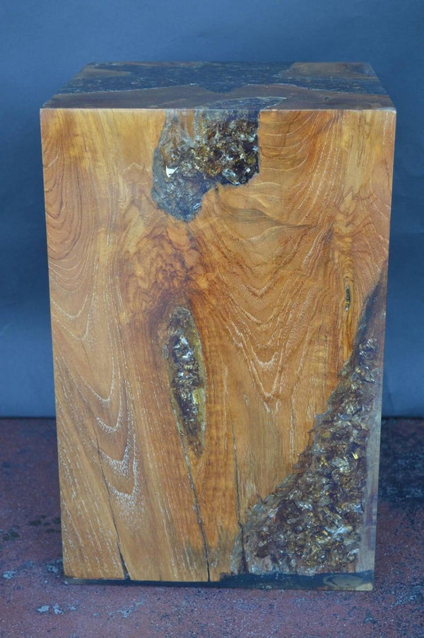 Wood Stool Encased in Resin