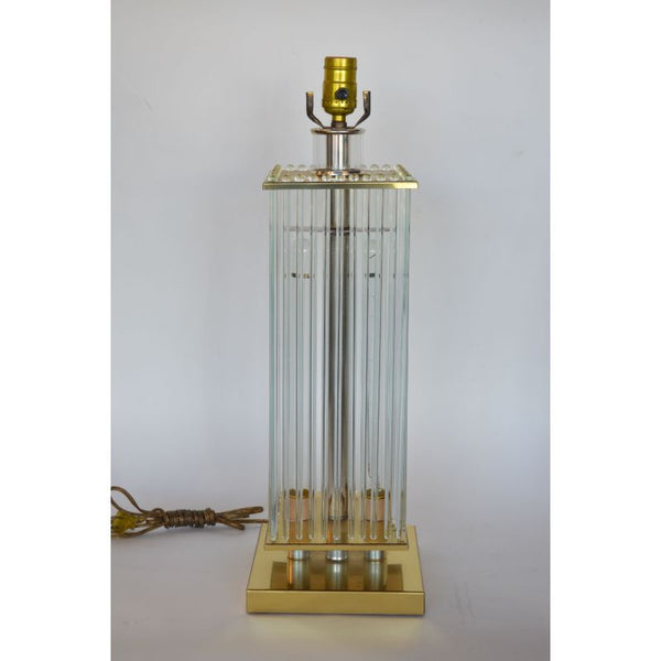 Pair of Sciolari Brass and Glass Rod Table Lamps