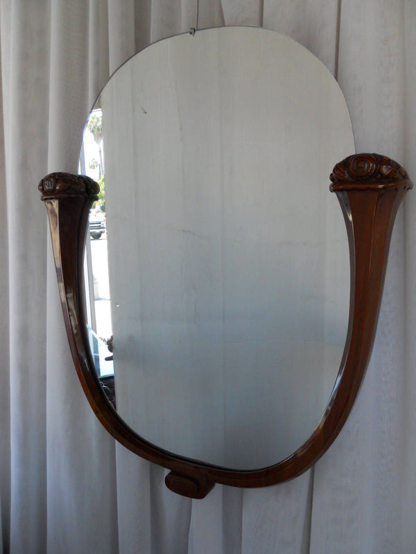 Louis Sue and Andre Mare Attributed Carved Mahogany Wall Mirror