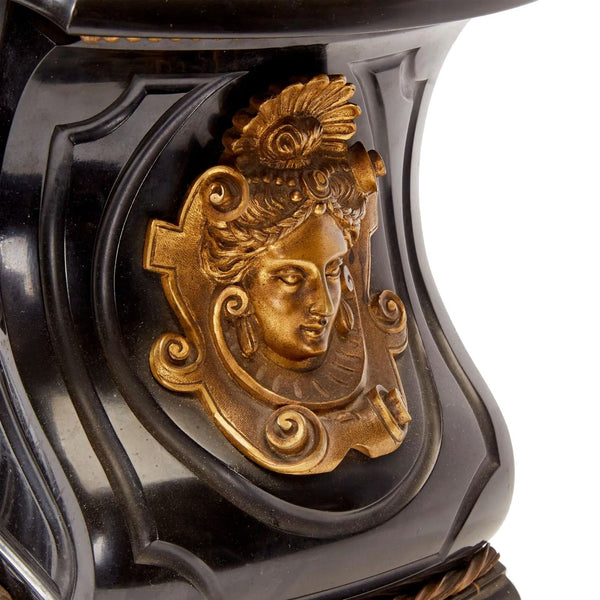 Victorian Slate & Bronze Mantel Clock Signed by Gaulier Ebit