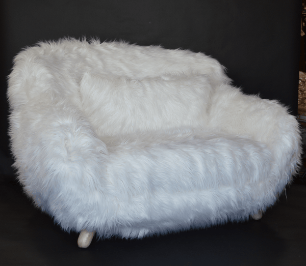 Pair of Soft White Oversized Faux-Fur Arm Chairs