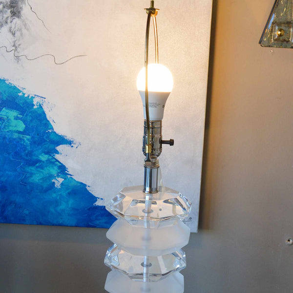 Pair of frosted and Clear  Acrylic Table Lamps