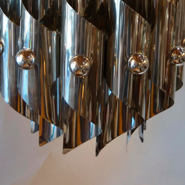 Sciolari Metal Plated 12 Lights Chandeliers, 1952