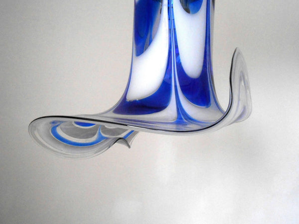 Italian Pendant w/ Blue & White Murano Glass Designed by Vistosi