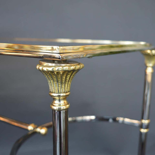 Maison Jansen Console Table Brass chrome and glass Top