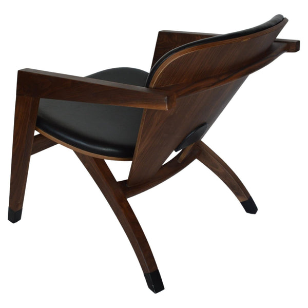 American Modern Walnut Armchairs with Leather Upholstery